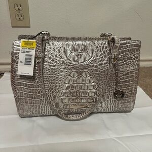 Brahmin Silver Embossed Satchel
